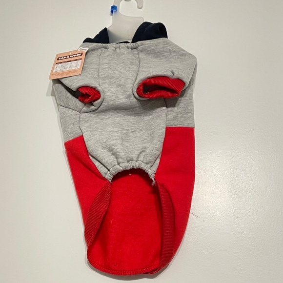 Alpine Crew Red Gray & Navy Dog Hoodie Sweatshirt - Picture 2 of 9